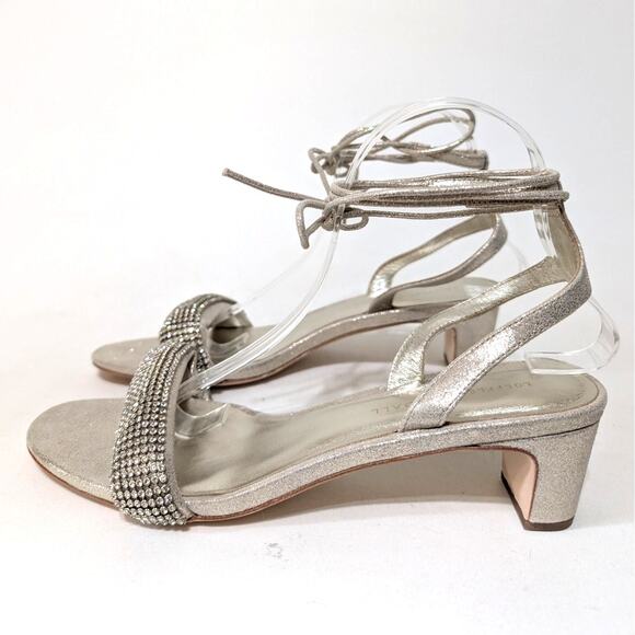 Loeffler Randall Jackie Rhinestone Ankle Strap Sandals Heels Metallic Size 9.5 - Picture 7 of 13